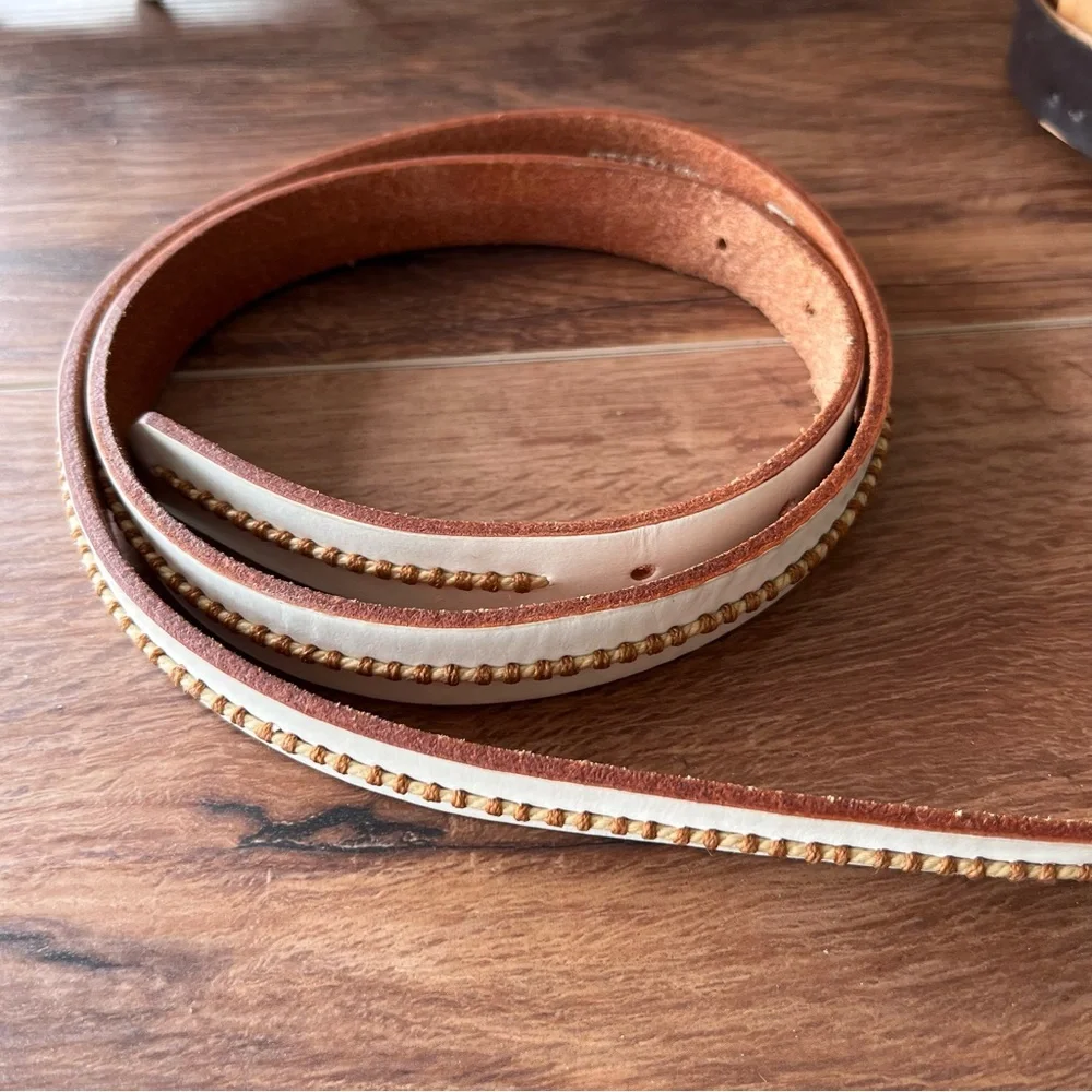 Women Fossil thin white leather dress belt - Picture 3 of 4
